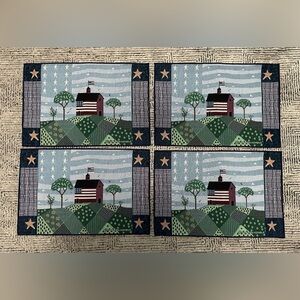 Vintage Warren Kimble “America The Beautiful Schoolhouse” Placemats – Set of 4